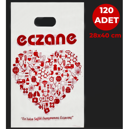 Büyük Boy Eczane Poşeti El Geçme  28x40 cm (1 Paket 120 ADET)